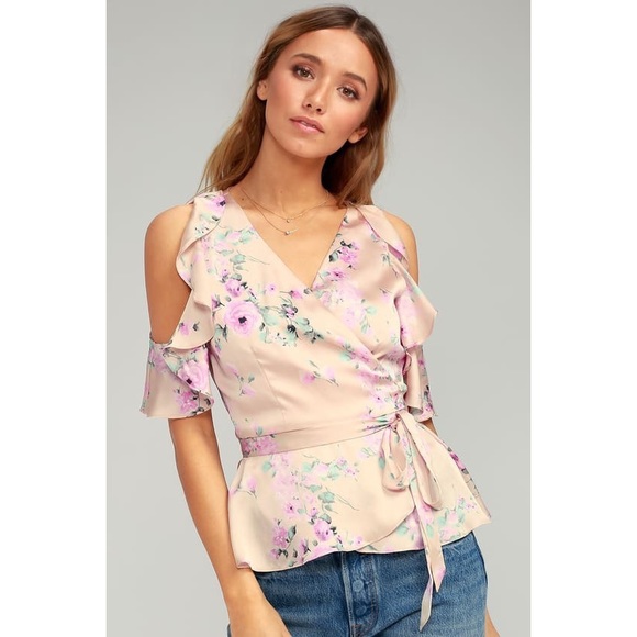 Floral Blush Wrap Top S - Picture 3 of 3